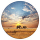 Elephants Walking Along River Bank, Animal Round Wall Art, 36"