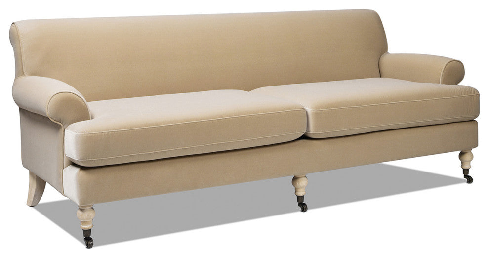 Alana Lawson Modern Farmhouse Tight Back Sofa, Fawn Brown Performance Velvet