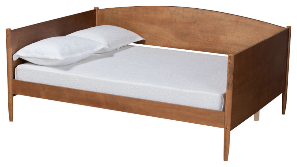 Lachlan Mid-Century Modern Farmhouse Ash Walnut Finish Wood Full Daybed