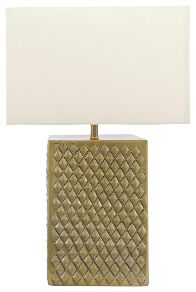 Nuloom Aluminium Cotton Shade Brass Finish Inline Switch Table Lamp, 21"