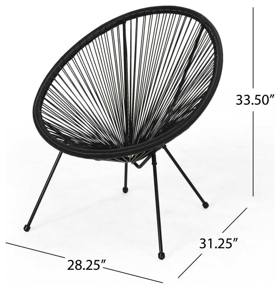 Major Outdoor Hammock Weave Chair With Steel Frame, Set of 2, Black, Black