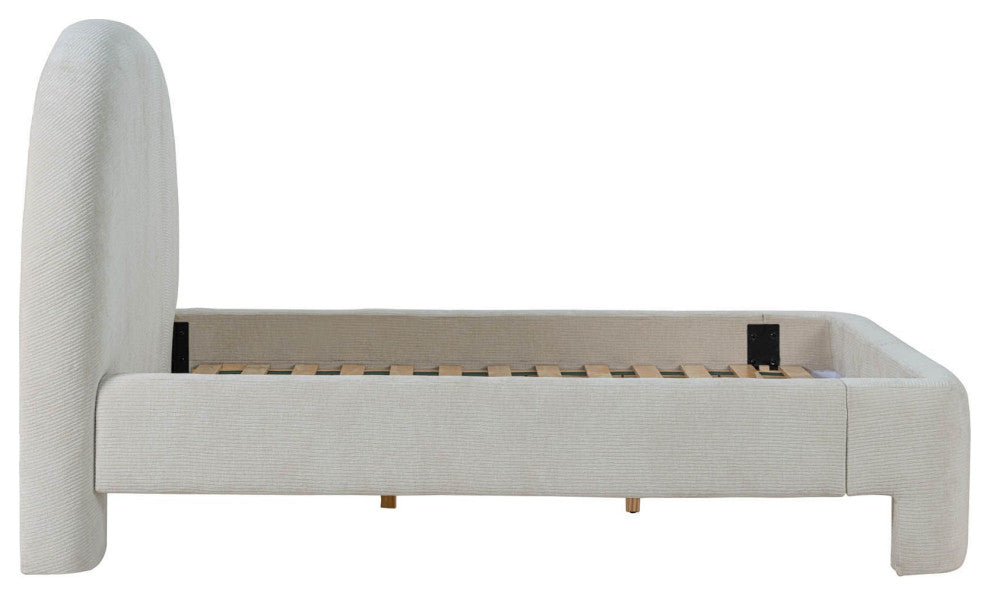 Nina Upholstered Platform Bed, Beige, Queen