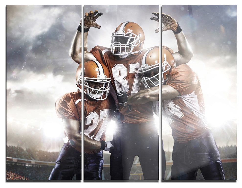 "American Footballer in Action" Digital Metal Wall Art, 3 Panels, 36"x28"