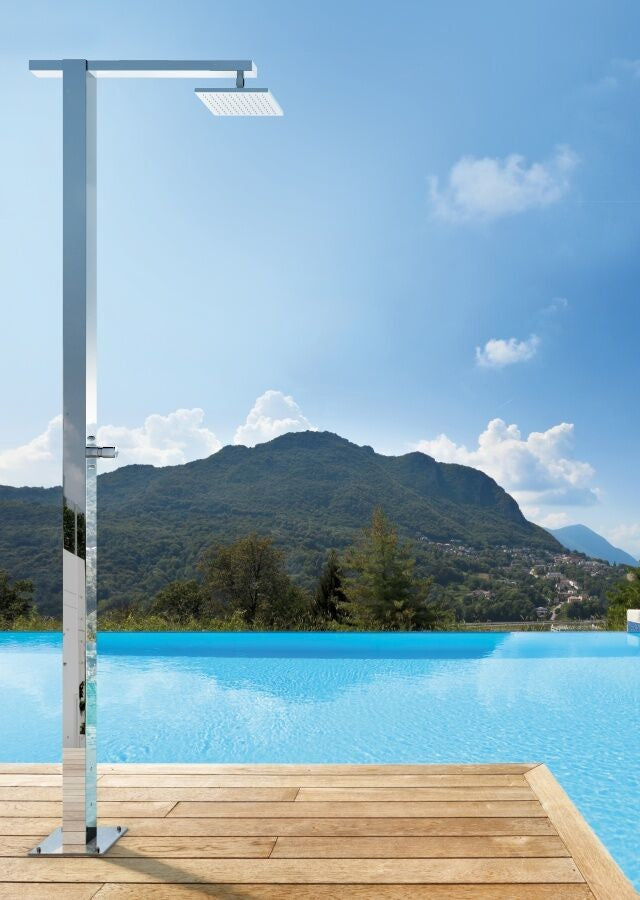 "Square" Free Standing Shower Column, Hot and Cold, ADA Compliant