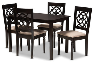 Baxton Studio Renaud Modern and Contemporary Sand Fabric Upholstered Espresso B