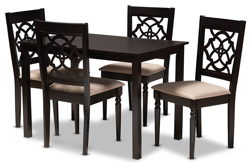 Baxton Studio Renaud Modern and Contemporary Sand Fabric Upholstered Espresso B