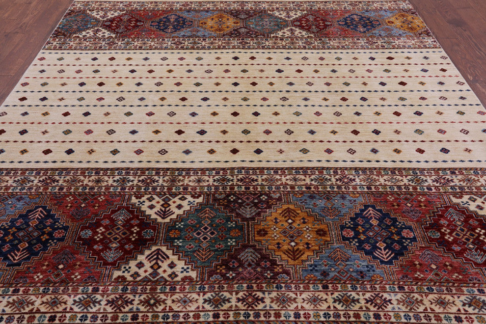 Handmade Khorjin Super Kazak Wool Rug 8' 1" X 9' 7" Q5242