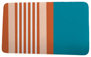 Sail, Sun, & Fun Beach Shack Stripe Print Bath Mat, Teal, 21"x34"