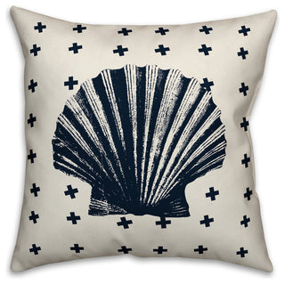 Nautical Navy Shell Spun Poly Pillow, 18x18