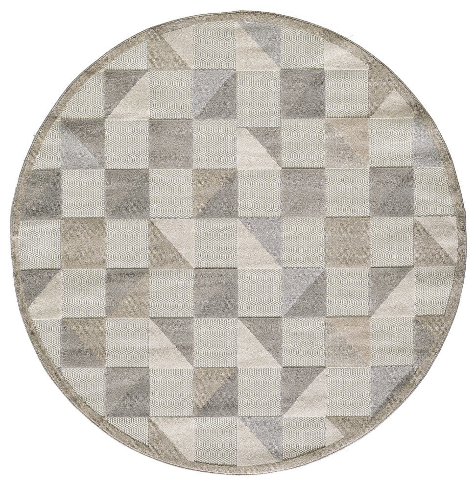Calla Scope Indoor/Outdoor Rug, Grey, 7'10' Round