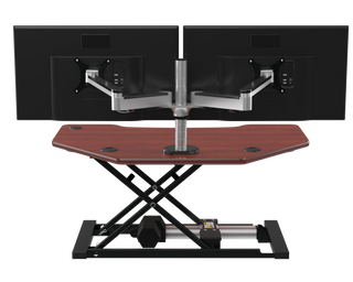 VersaDeskÂ® PowerProÂ® Corner Electric Standing Desk Converter with USB Charging, Cherry