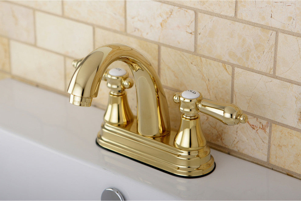 4" Centerset Bathroom Faucet WithBrass Pop-Up, Polished Brass