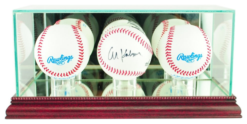 Triple Baseball Display Case, Cherry