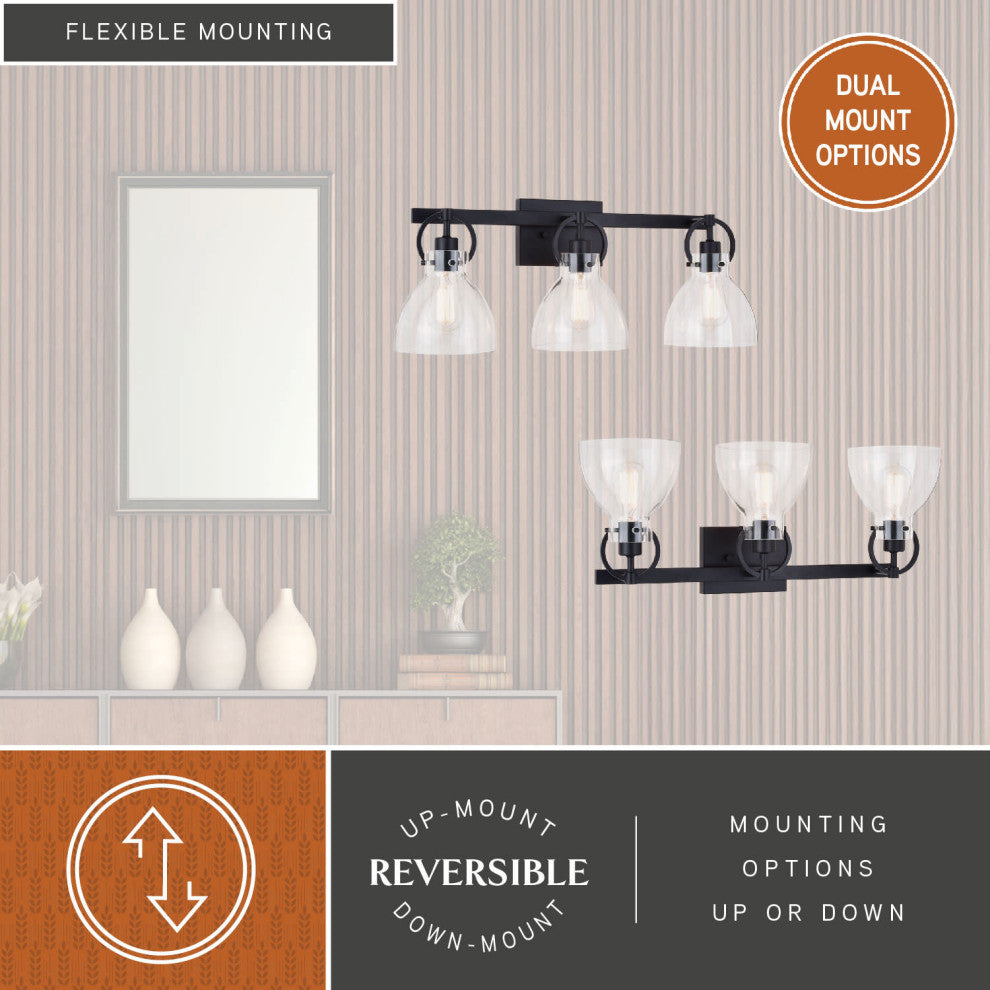 Ogden 1 Light Vanity Matte Black, Matte Black, 25.5-in W X 10-in H X 7.75-in D