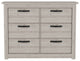 Galena Six Drawer Double Dresser, Light Gray