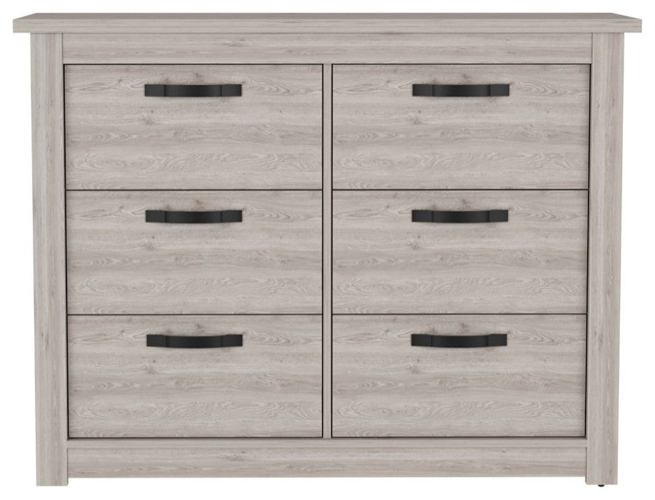 Galena Six Drawer Double Dresser, Light Gray