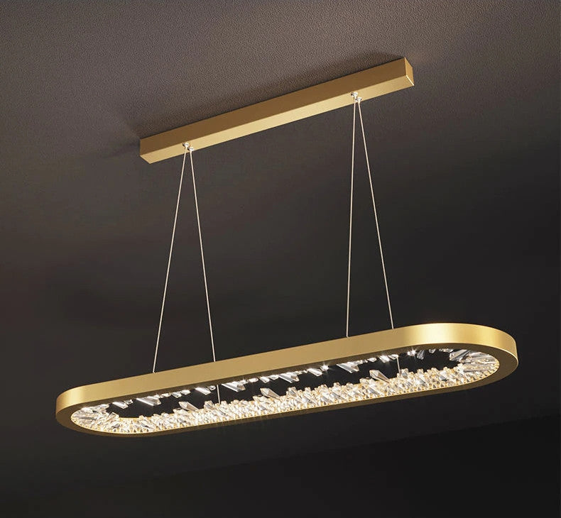Zeddiani | Gold Rings Led Crystal Chandelier for Bedroom, Oval