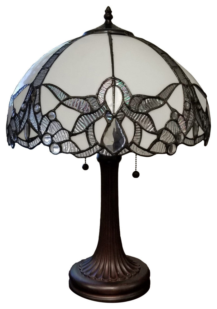 Amora Lighting AM241TL16B Tiffany Style Jeweled  White Table Lamp 24 In High