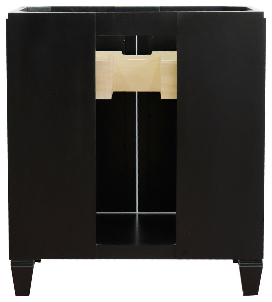 31" Single Sink Vanity, Black Finish With Black Galaxy Granite With Round Sink