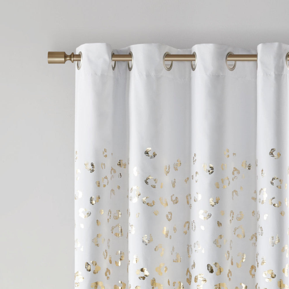 Intelligent Design Lillie Gold Metallic Leopard Print Blackout Panel, 50"w X 84"