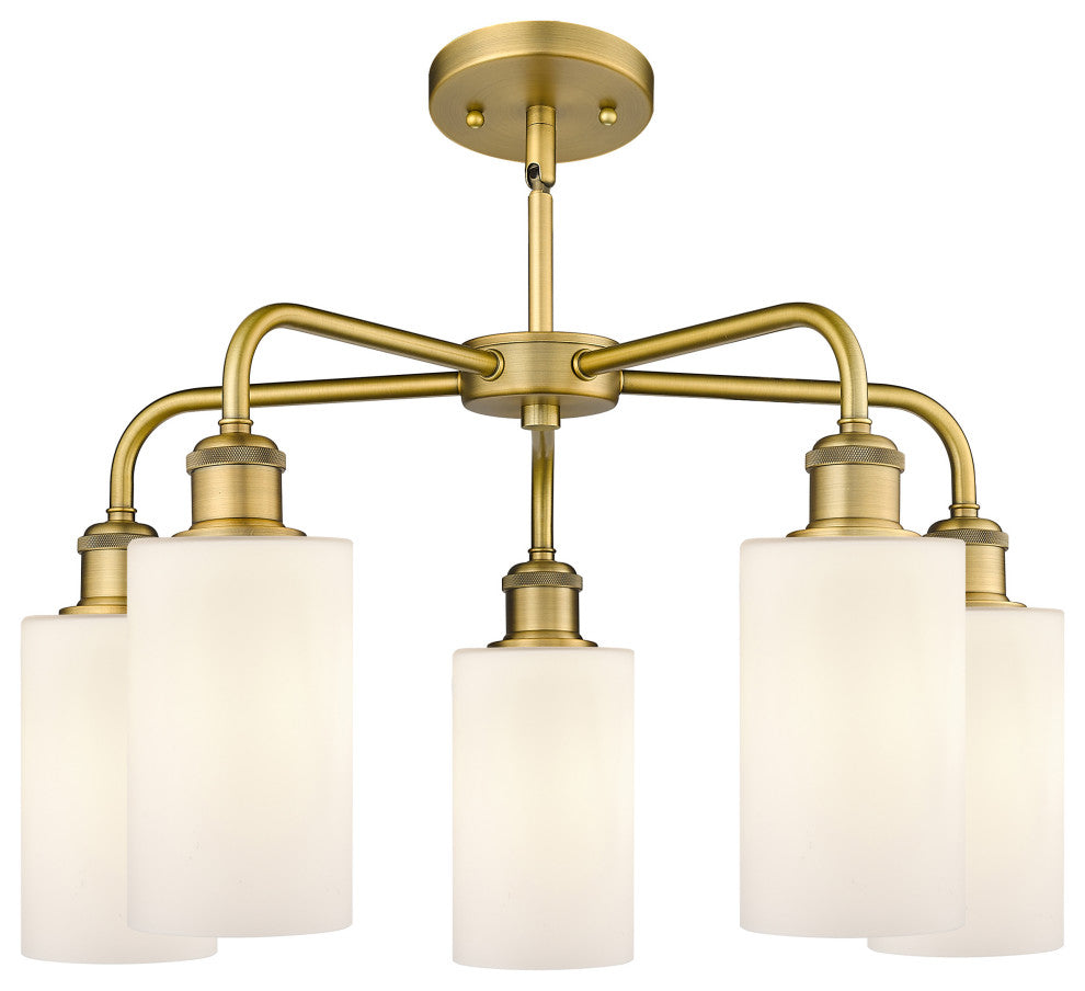 Clymer 5-Light 22" Stem Chandelier, Brushed Brass, Matte White Shade