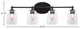 Capri 4-Light Bath Bar, Matte Black/Square Clear Bubble