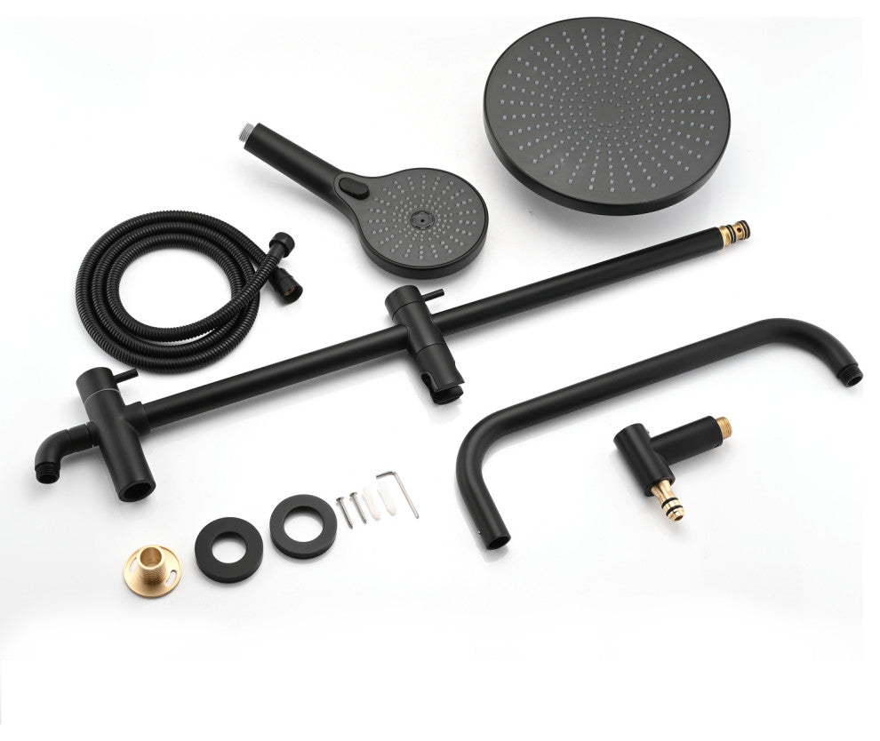 10" Rain Shower System with 3-Setting Handheld Sprayer and Slide Bar, Matte Blackï¼Œ