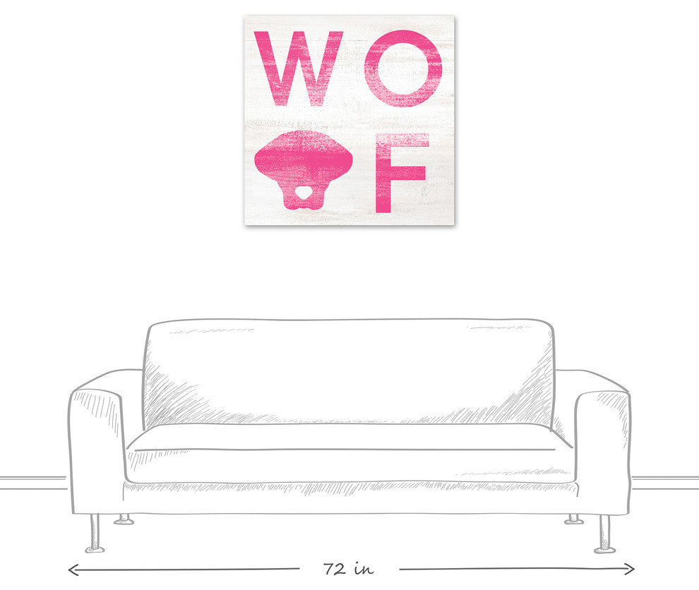 Designs Direct Creative Group Woof Distressed Pink 30x30 Canvas Wall Art