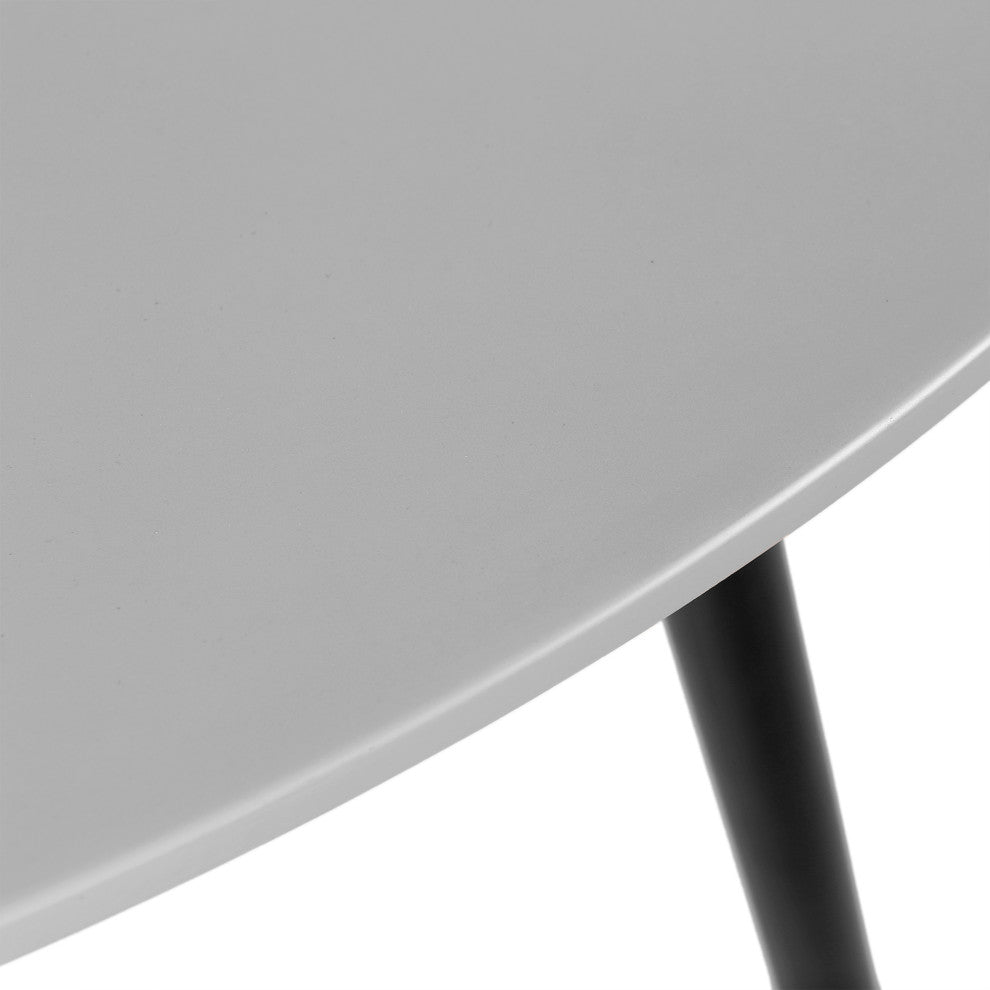 Sydney Outdoor Patio Round Dining Table, Black Eucalyptus and Gray Stone