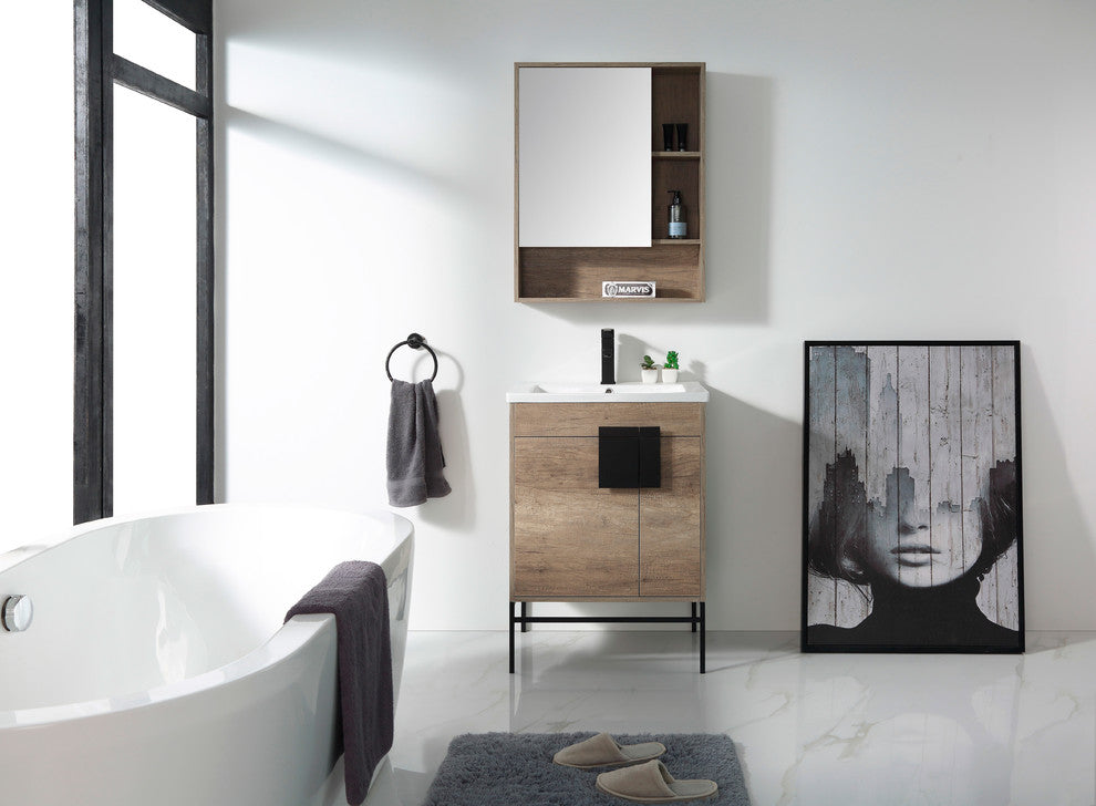 Bathroom Vanity Set, Shadow Gray, 24", Black Hardware