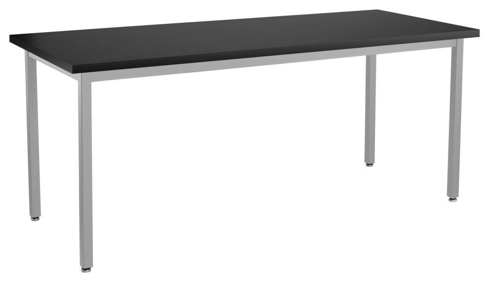 NPS Steel Fixed Height Science Lab Table, 30 X 72 X 30, Phenolic Top, Grey