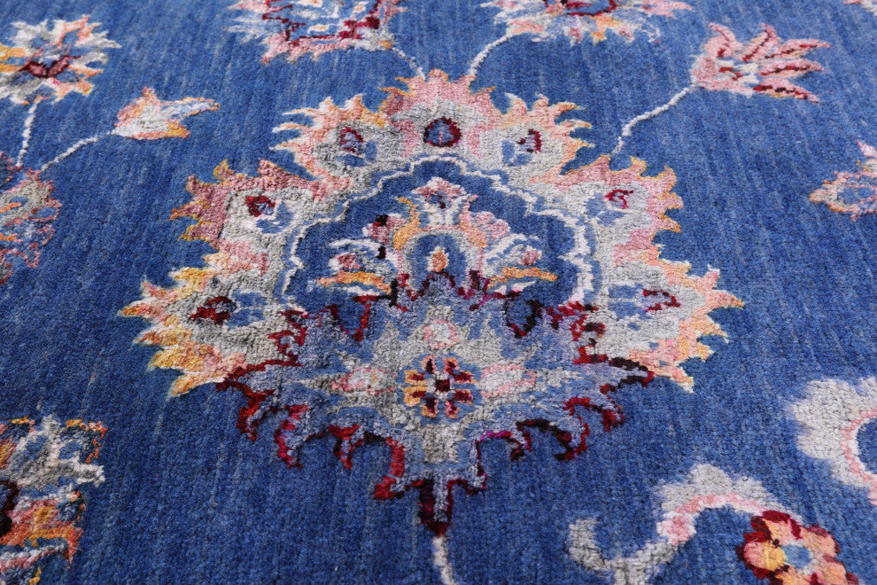 9' 1" X 11' 11" Wool and Silk Persian Hand Knotted Rug Q12089