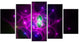Pink Fractal Space Circles, Contemporary Canvas Art Print, 60"x32", 5 Panels