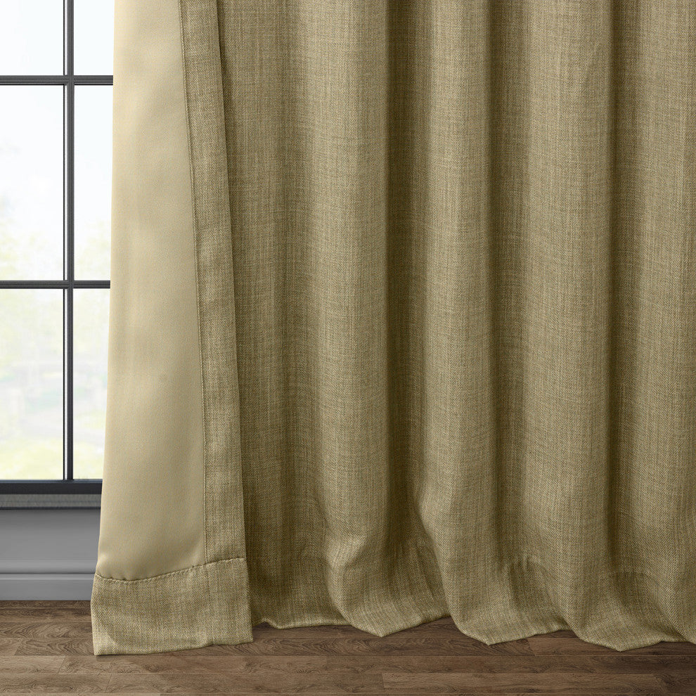 Faux Linen Darkening Curtain Single Panel, Nomad Tan, 50"x84"