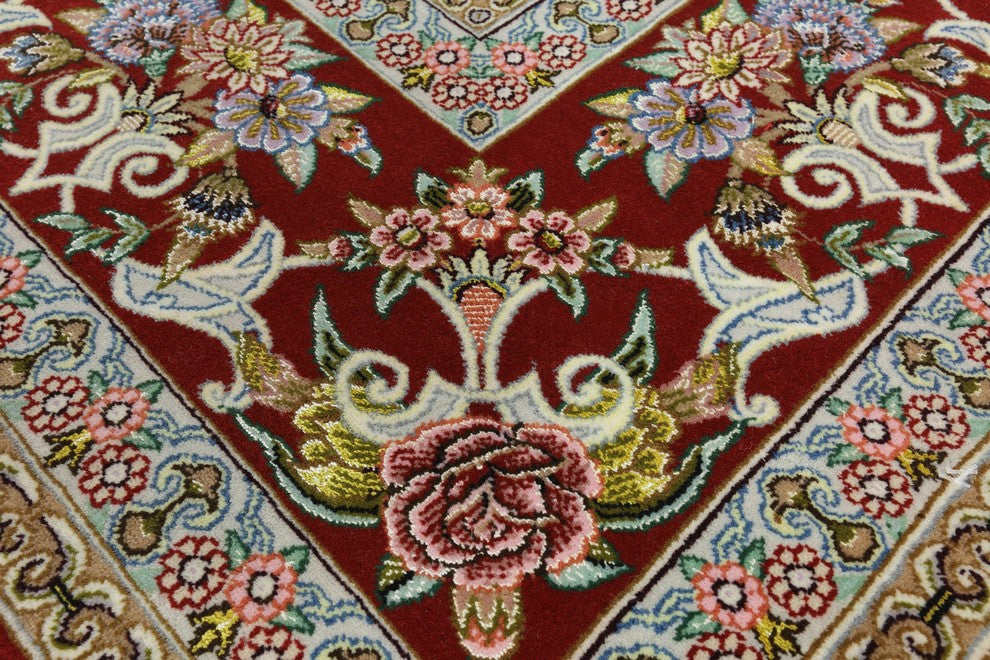 Super Fine Authentic Persian Isfahan Signed Hand Knotted Silk Rug, 5'x8'