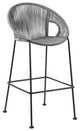 Benzara BM246128 30" Indoor Outdoor Bar Stool With Rounded Rope Woven Seat, Gray