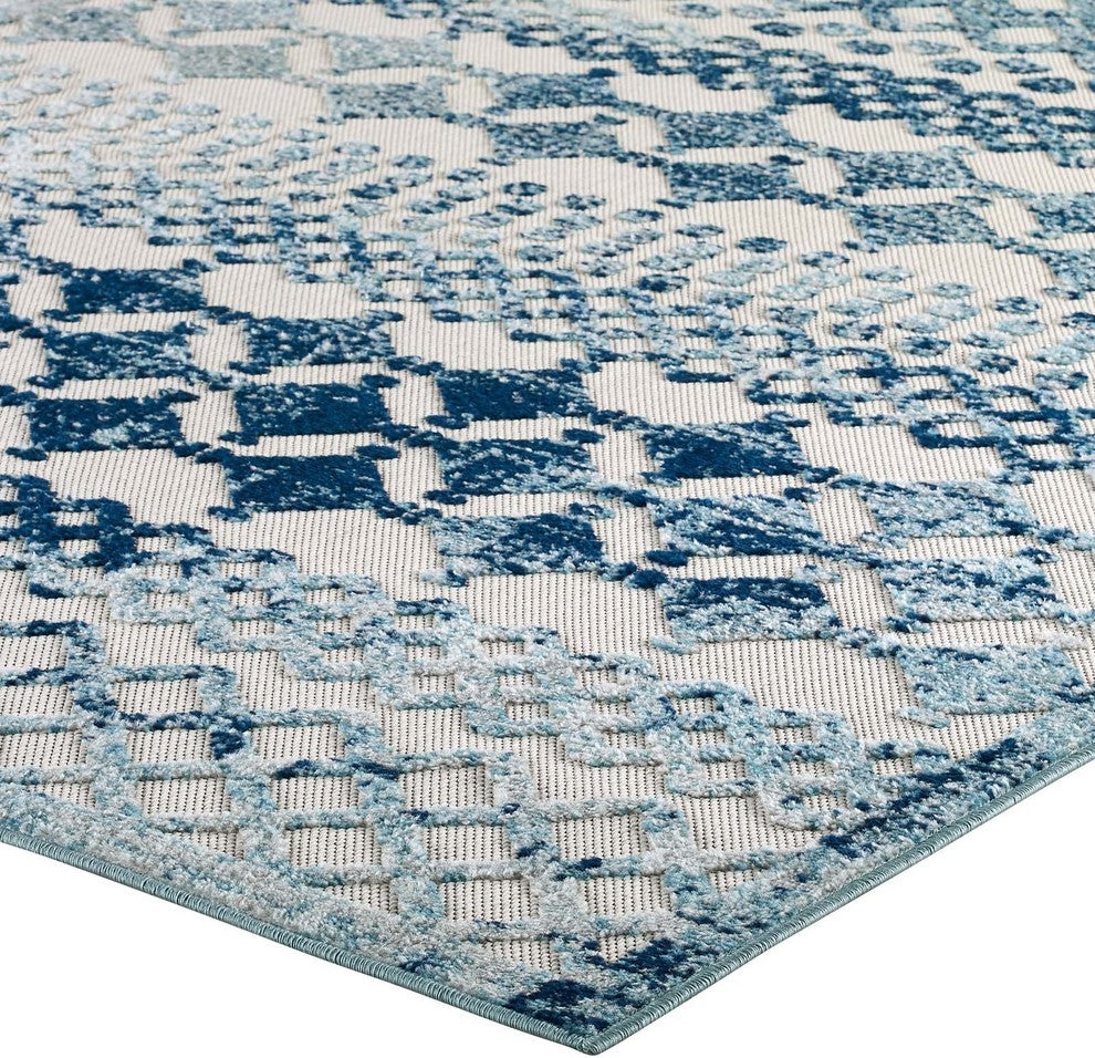 Vintage Abstract Diamond Moroccan Trellis 8x10 Indoor and Outdoor Area Rug