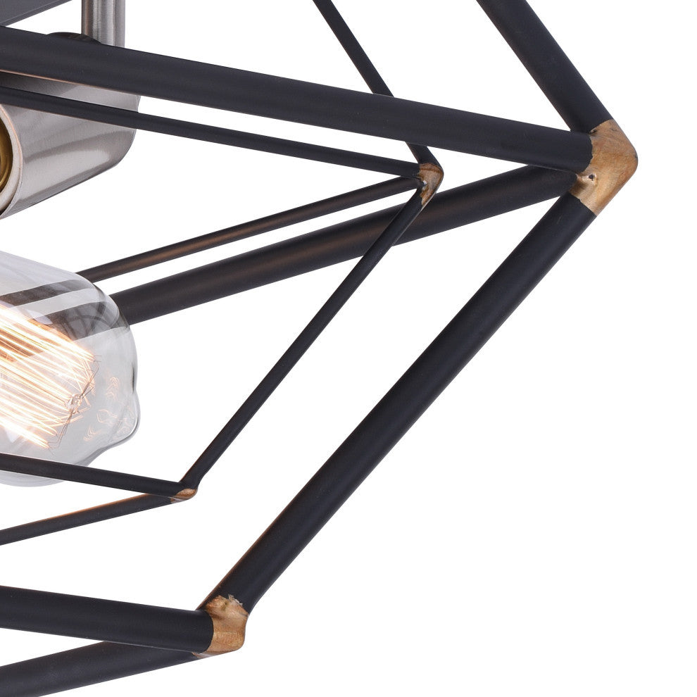 Bartlett 18" 3 Light Flush Mount Oil Rubbed Bronze with Satin Nickel