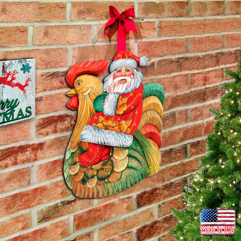 Santa Rooster Door Hanger