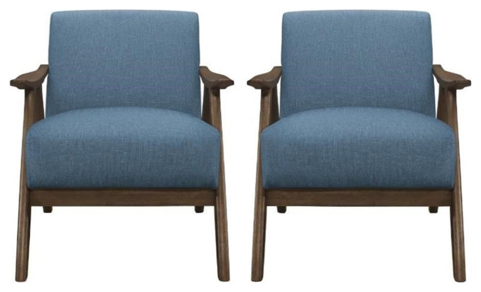 Home Square Upholstered Accent Chair in Blue Finish - Set of 2