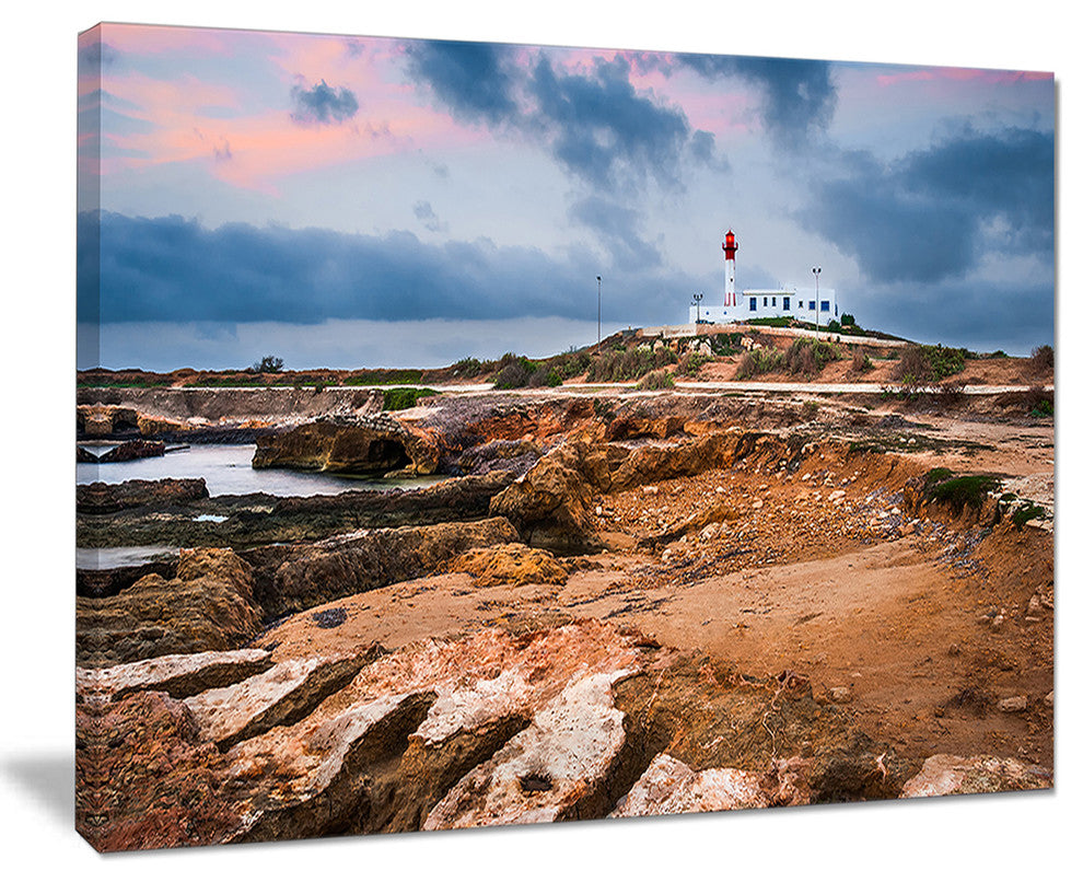"Remote Lighthouse on the Rocks" Wall Art Canvas Print20"x12"