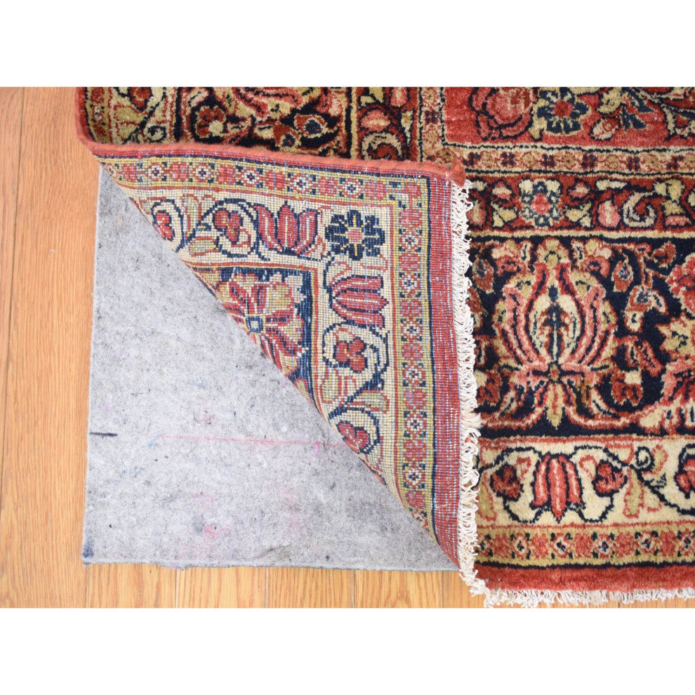 Tomato Red, Persian Sarouk Soft Wool Hand Knotted Oriental Rug, 7'10" x 9'10"