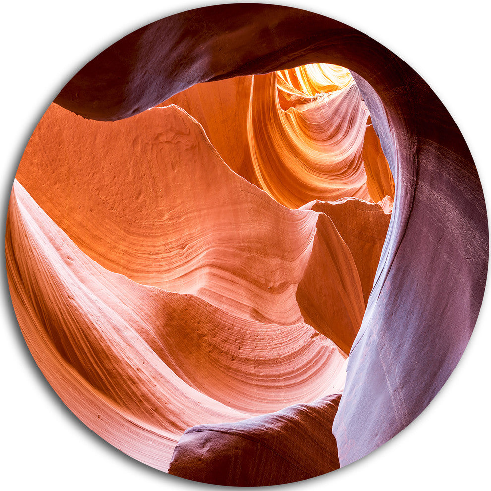 Antelope Canyon Inside View, Landscape Photo Disc Metal Wall Art, 38"