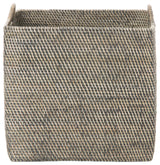Loma Rectangular Tall Decorative Rattan Storage Basket with Ear Handles, Large, Black Wash