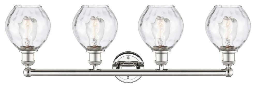 Waverly 4-Light 33" Bath Vanity Light, Polished Nickel Finish, Clear Shade