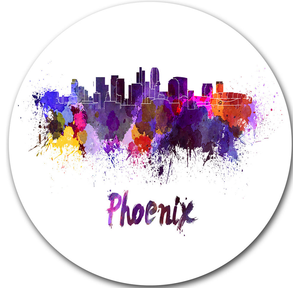 Phoenix Skyline, Cityscape Round Wall Art, 23"