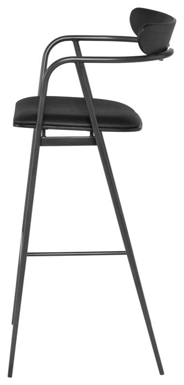 Gianni Raven Leather Bar Stool