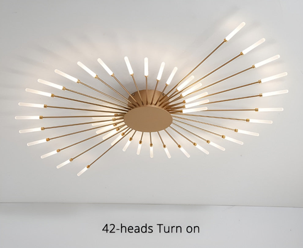 Yverdon-les-Bains | Creative Spiral LED Ceiling Light, Gold, 42 Heads