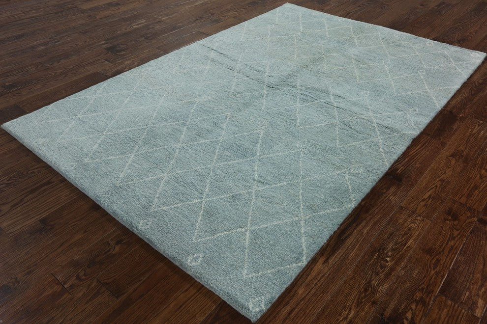 Rabat Moroccan Collection Oriental 6'x8' Blue Wool Hand Knotted Area Rug