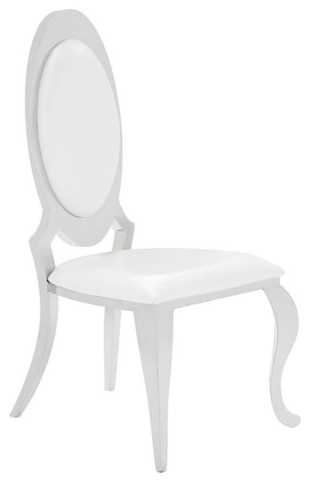 Pemberly Row 18.5" Faux Leather Side Chair in Cream and Chrome